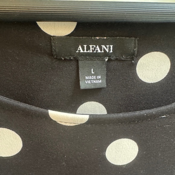 Alfani Black Blouse with White Polka Dots - Picture 2 of 6